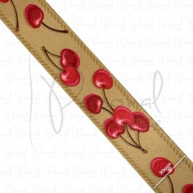 Alça Especial Estampada - 30mm - Cereja Bege